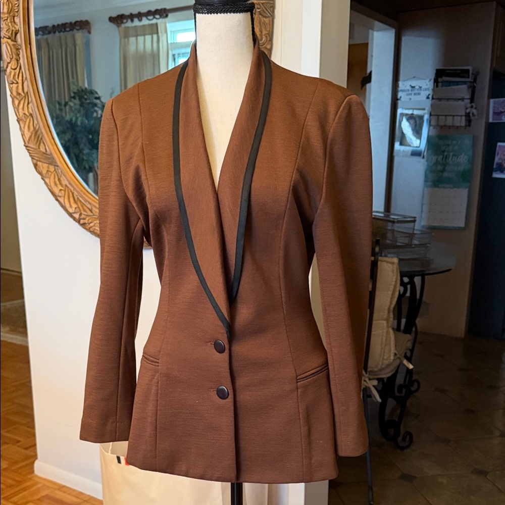 Tahari Chocolate Blazer with Ebony Accents